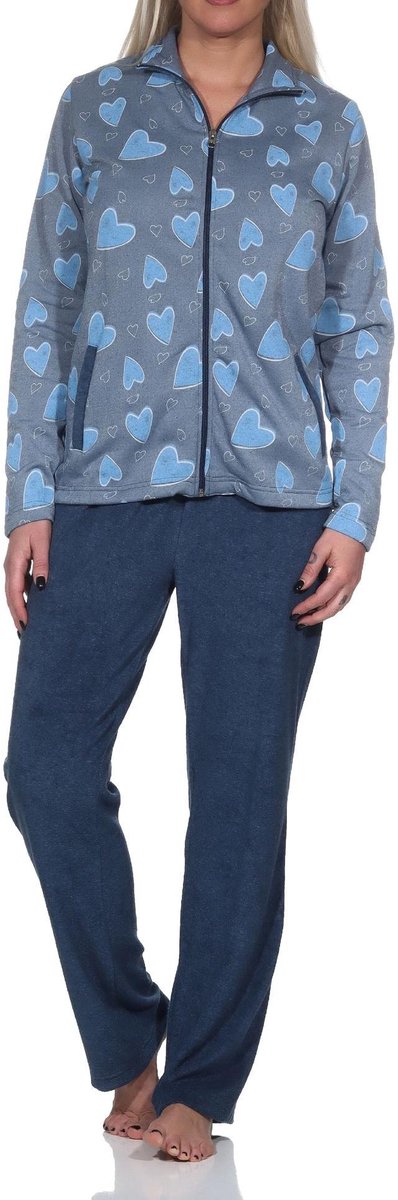 Normann Dames Lange Mouw Homewear in Heart Optics - Ook in Oversize marine