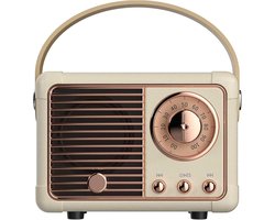 Retro Bluetooth-luidspreker, draagbare draadloze luidspreker, helder stereogeluid, rijke bas, vintage design, perfect verjaardagscadeau voor een meisje (beige).