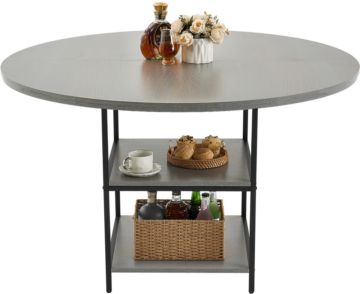 Vevor Ronde Eettafel Keukentafel Houten (Alleen Tafel) Eettafel 120CM Grijs