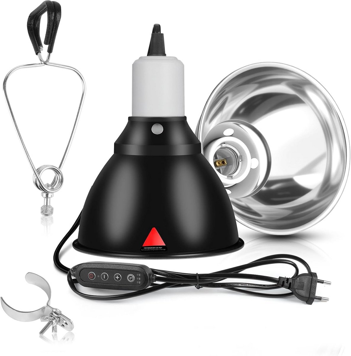 Warmtelamp Armatuur met Klem en Timer voor Reptielenbak - E27 UVA UVB