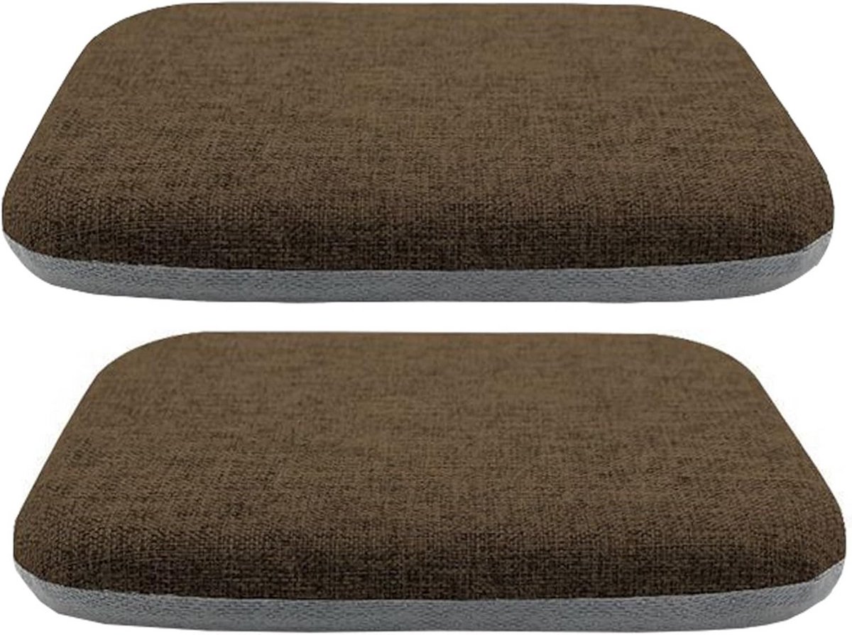 Set van 2 Comfortabele Stoelkussens met Traagschuim en Antislip, Linnen Hoes, 45x45x4 cm