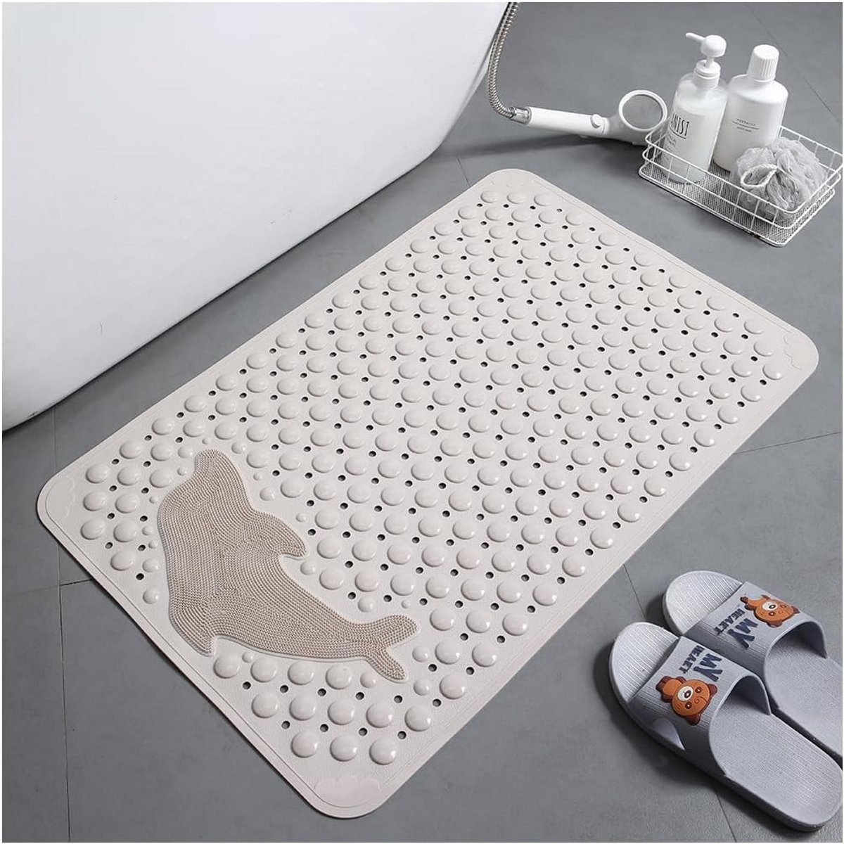 Antislip Douchemat met Zuignappen - Wasbaar en Comfortabel - 75x44 cm