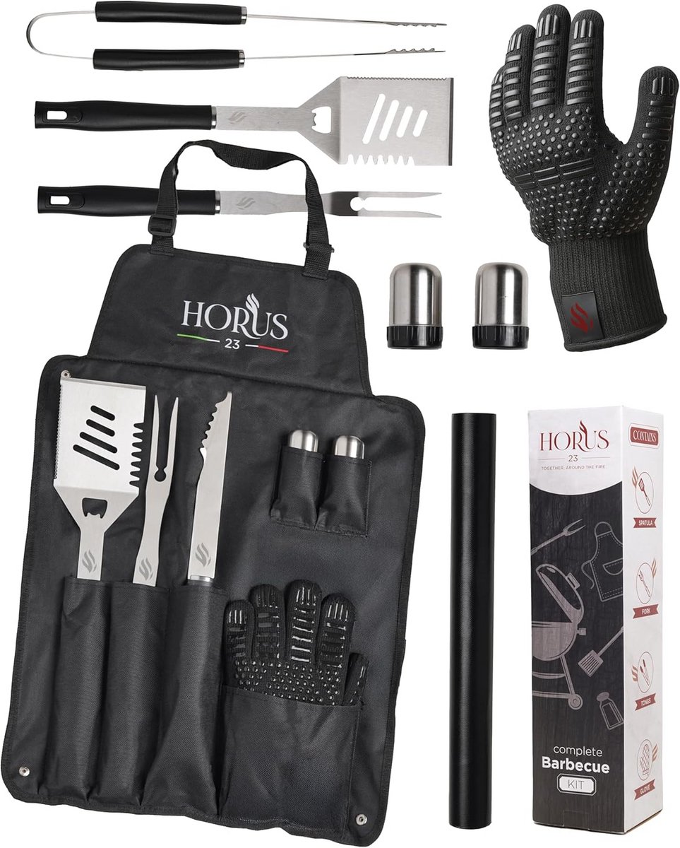 Uitgebreide BBQ Gereedschapset met RVS Accessoires, Schort en Grillmat