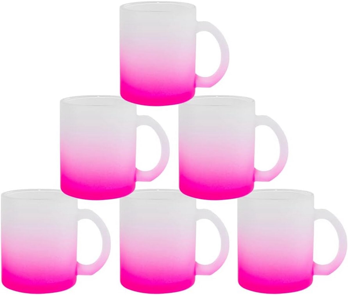 Set van 6 Sublimatie Glazen Mokken 330ml voor Hitteprinten met Handvat