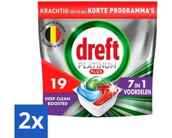 2 x Dreft Platinum Plus - Vaatwascapsules - Deep Clean Boosted - 19 Afwasbeurten - Vaatwascapsules - Vaatwasser - Vaat Schoonmaken - Diepe Reiniging - Hardnekkige Voedselresten