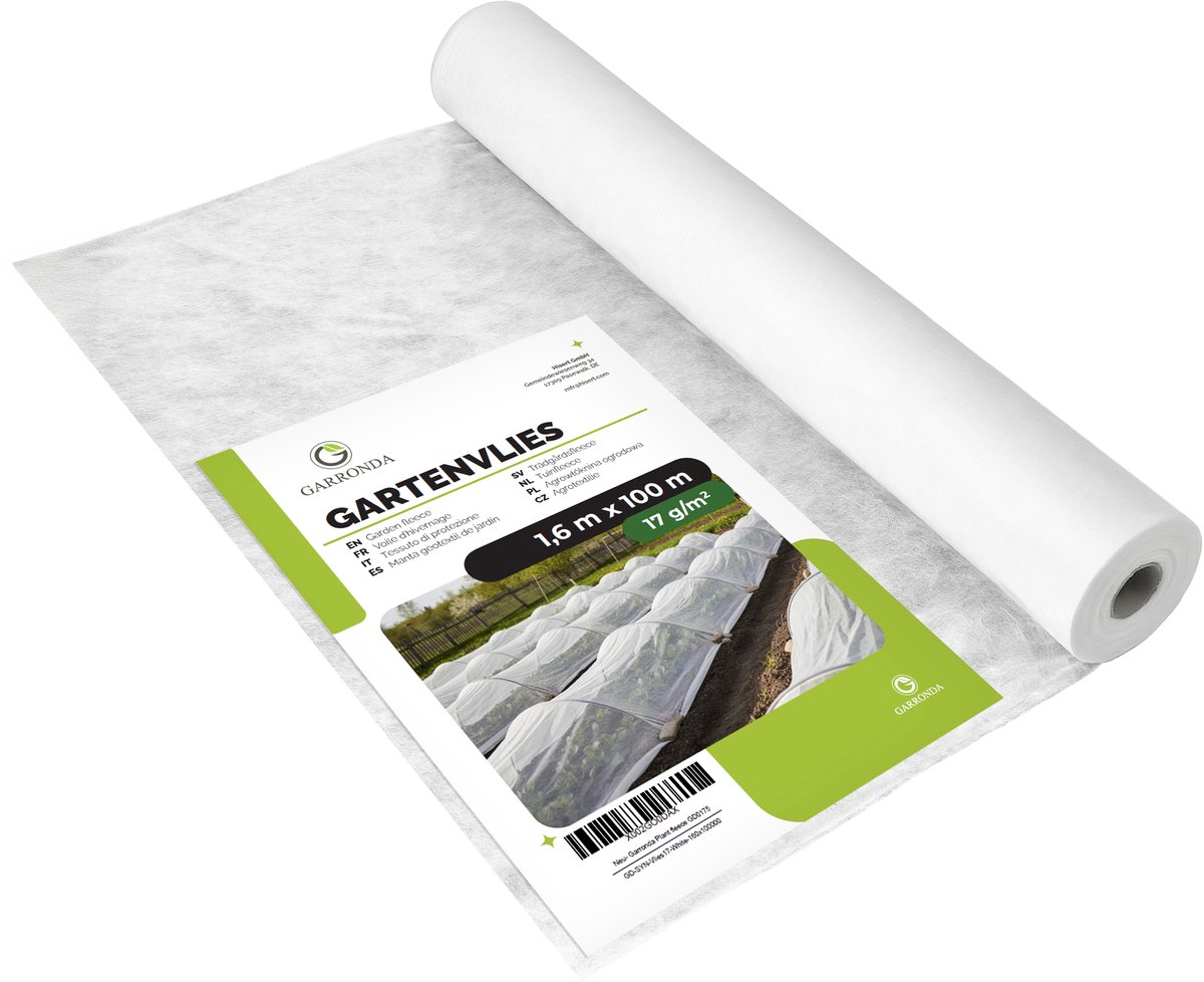 Garronda Tuinvlies 17 g/m² Wit 1,6 x 100 m – Ademend, UV-bestendig GD-SYN-Vlies17