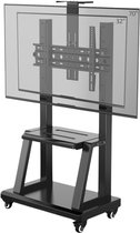 Support TV roulant Livista – 4 positions réglables en hauteur – avec roues 360° et frein – Hauteur réglable 110–150 cm – Adapté de 32 à 70 pouces – Robuste jusqu'à 100 kg