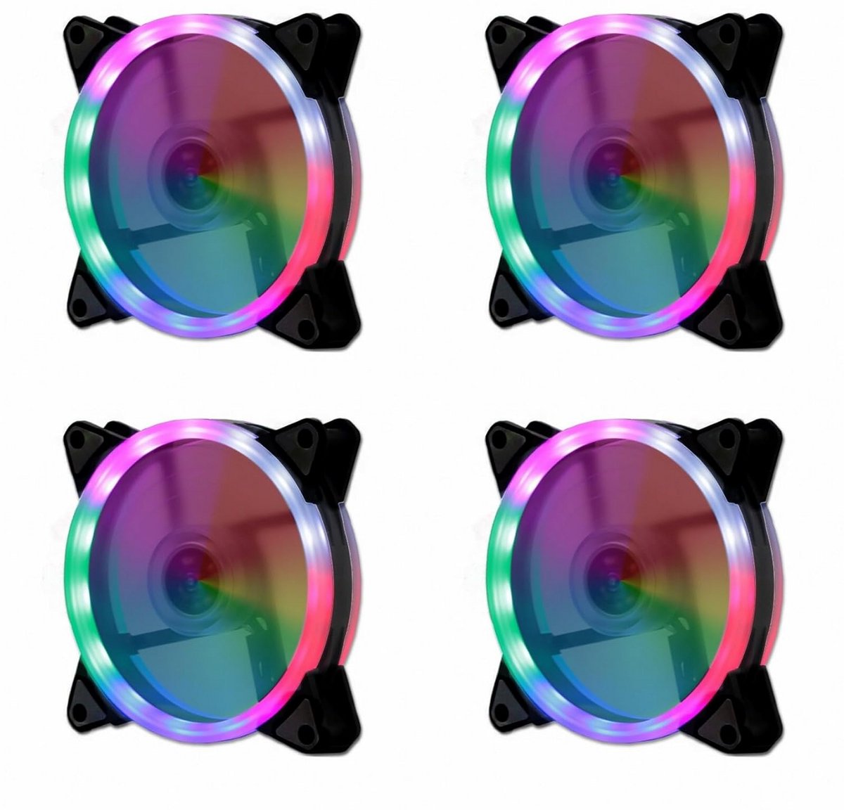 Set van 4 Stuks 120mm PC Ventilator met RGB LED Verlichting voor Optimale Koeling