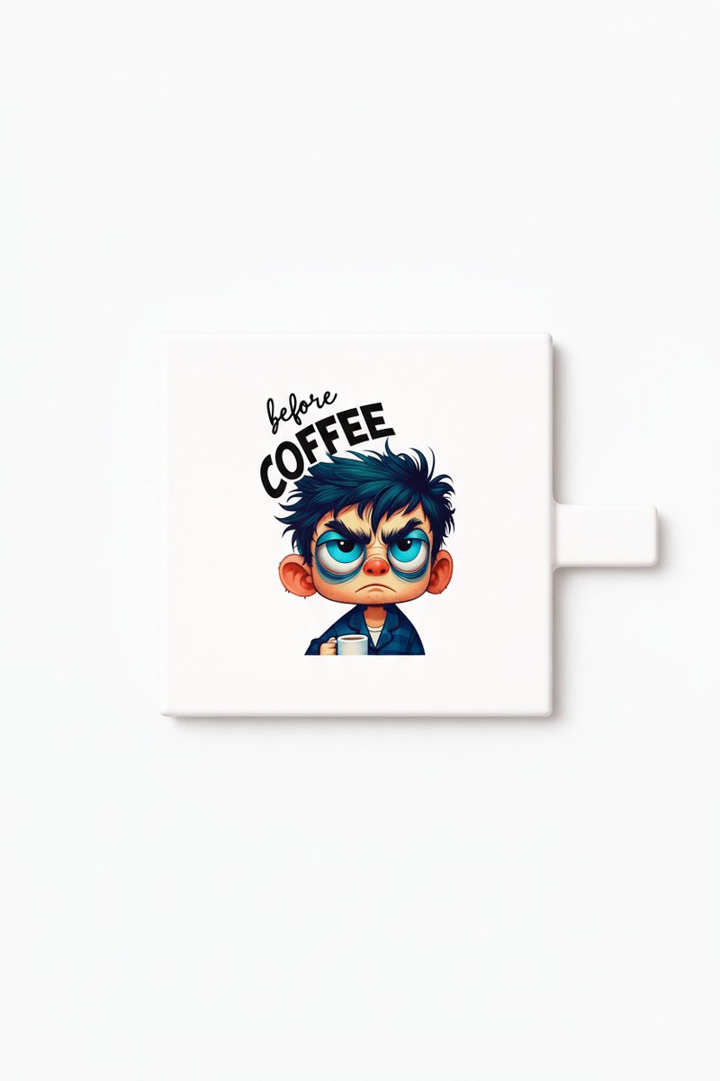 Grappige Koffieliefhebber Keramische Tegel – “I Love Coffee” Chagrijnige Ochtend Cartoon D