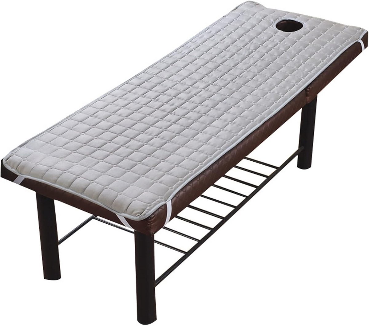 Massagehoes Laken voor Tafel met Gezichtsopening - Elastisch & Wasbaar - 70x190 cm - Grijs