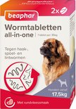 Doos Beaphar wormtabletten voor honden van 17,5kg, met rundermaak.