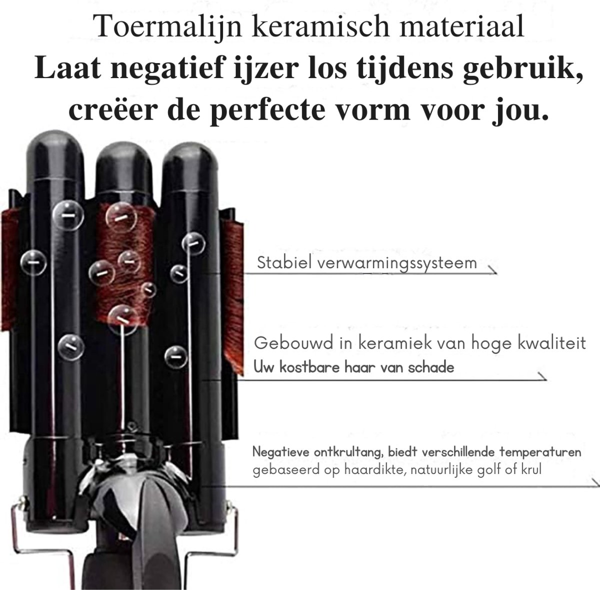 Aura Wafeltang 25mm Krultang met Instelbare Temperatuur - afbeelding 3