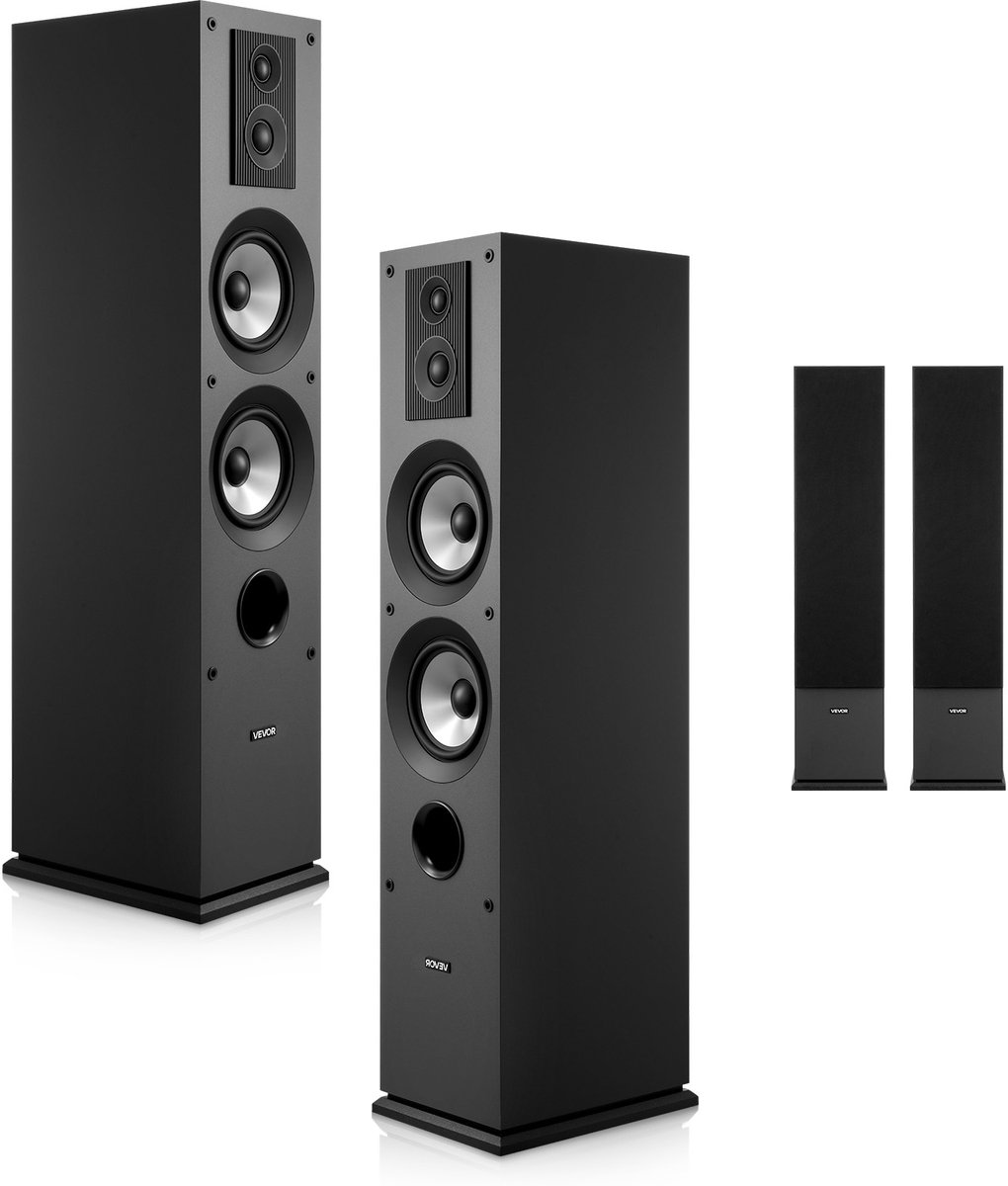 VEVOR 2x Staande Luidsprekers 3-Weg Systeem 145w 70Hz–20kHz 1,91/2,54cm Tweeter