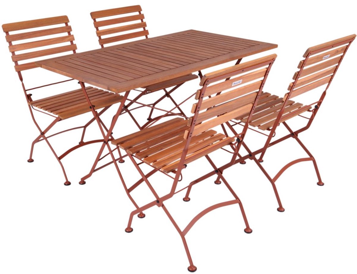 MaximaVida inklapbare acacia tuinset Toscana 120 cm roestbruin - stoelen zonder armleuning