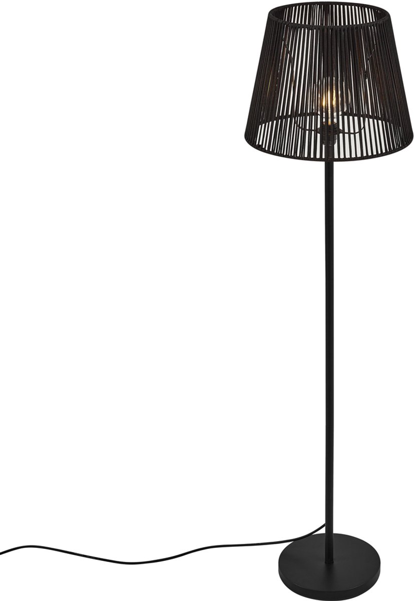 QAZQA virginia - Japandi Vloerlamp | Staande Lamp met kap - 1 lichts - H 155 cm - Zwart - Buitenverlichting