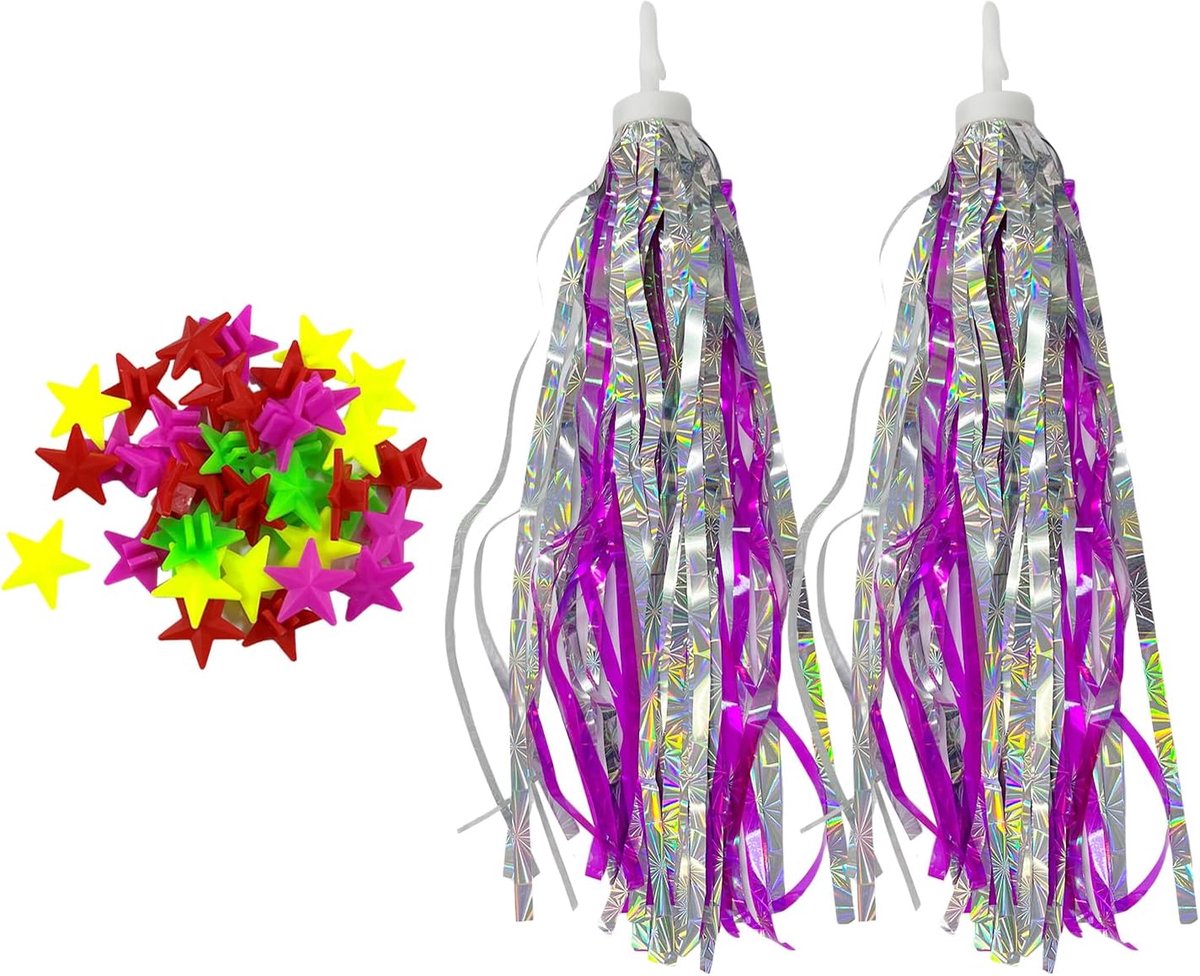 Fietsdecoratie Set Wieldecoratie Kralen Kinderfiets Versieren Vrolijke Kleurenmix 27 cm Lengte Rozerood