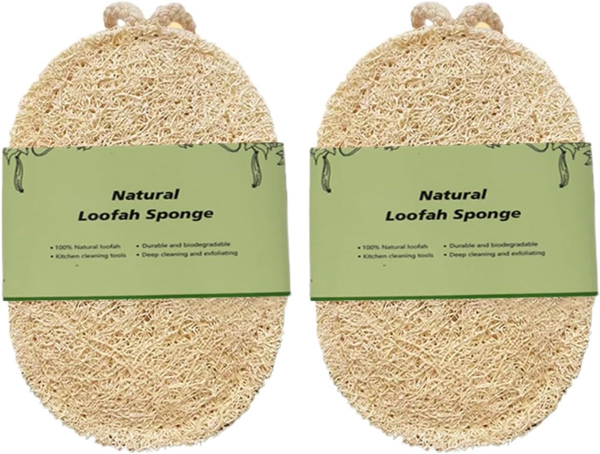Loofah Spons - Afwas Spons - Keuken Schoonmaken - Natuurlijk Materiaal - 2 Stuks