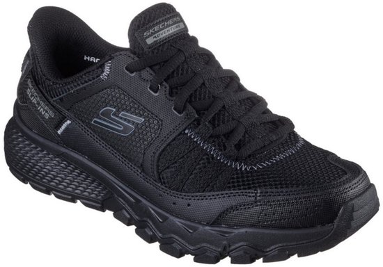 Zwarte Skechers slip-ins sneaker met veters, mesh en rubberen zool.