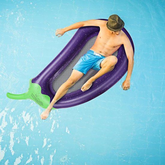Opblaasbare Drijfmat - Waterligbed Vlot - Ontspanning Zwembad - UV-bestendig Dik PVC - 190x95cm - Paars — afbeelding 2