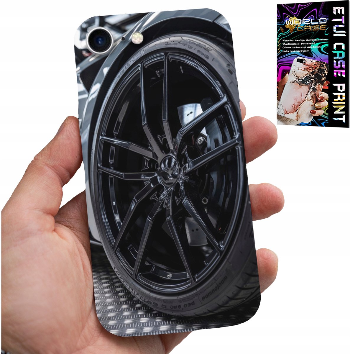 HOESJE VOOR IPHONE SE / SE2 - RIM SPORTS CARS AUTO VENTILATOR + GLAS
