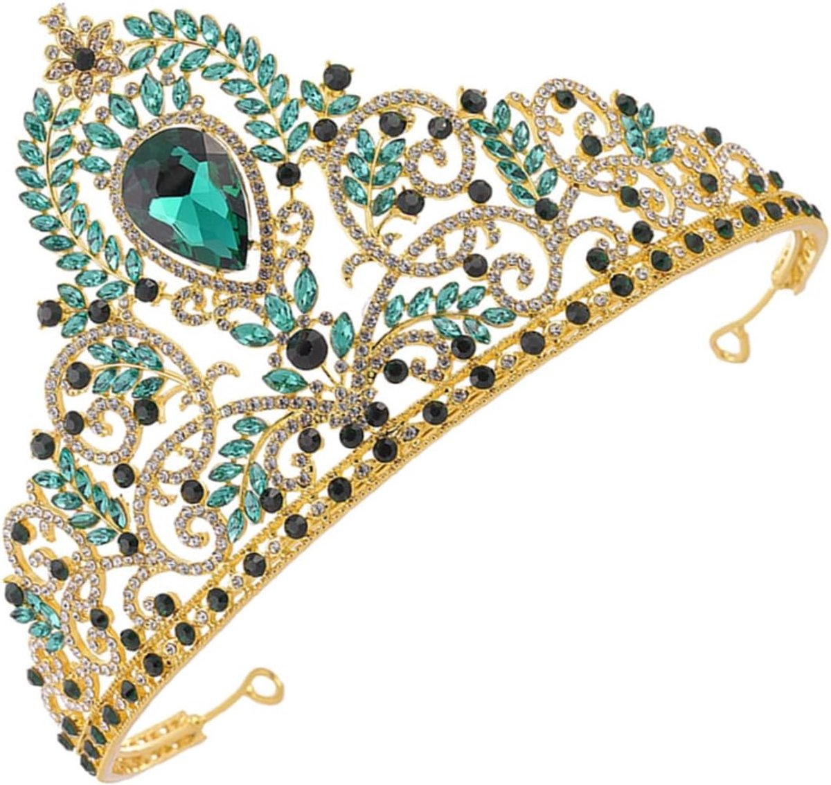 Barokke Hoofdband - Strass Diadeem - Feestelijk Accessoire - Luxe Ontwerp - 16x10.5cm - Groen