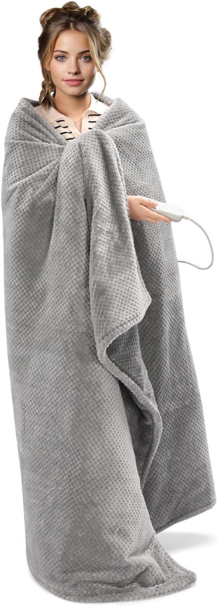 SAVI® Elektrische Deken 2 Persoons - Elektrische Deken - Deken - Grijs - 180cm x 130cm x 3cm