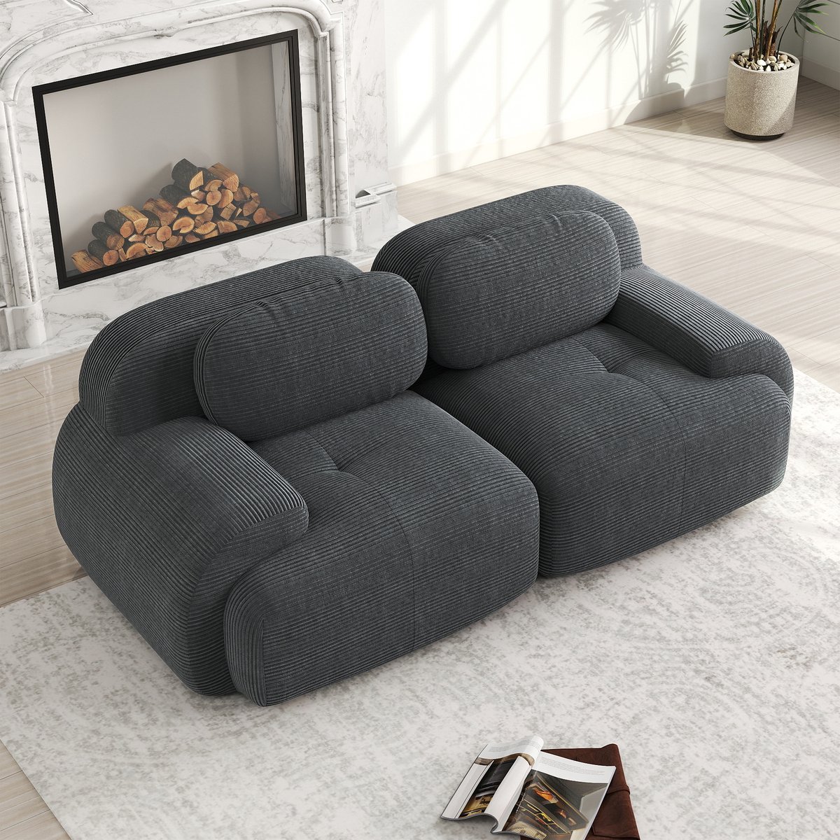 Wishdor - Modulaire Hoekbank - Frameloos - Gebogen Armleuningen - Voor Woonkamer Of Slaapk
