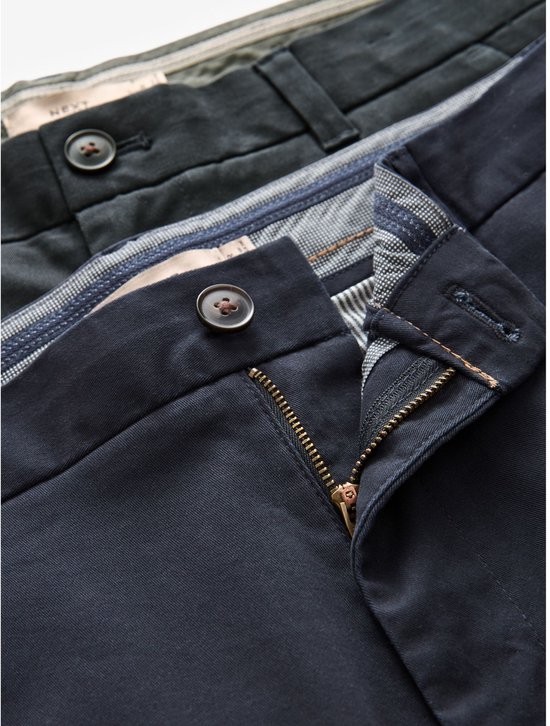 Next - Heren - Stretch-chino's, 2-pack, rechte pasvorm - Grijs