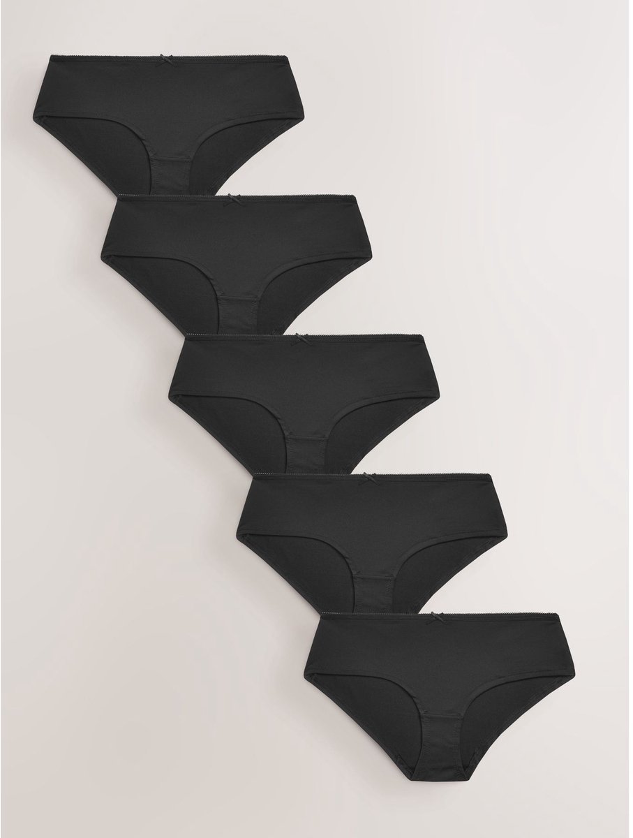 Next - Dames - Set van 5 slipjes van microvezels - Zwart