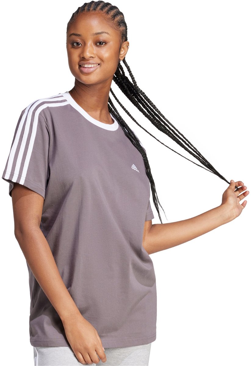 adidas T-shirt Dames Essentials 3-Stripes Tee Grijs