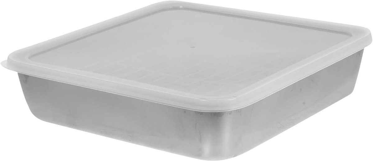 Braadslede met Deksel - Bakvorm Oven - Gelijkmatig Bakken - Roestvrij Staal - 24x24x5 cm - Multi