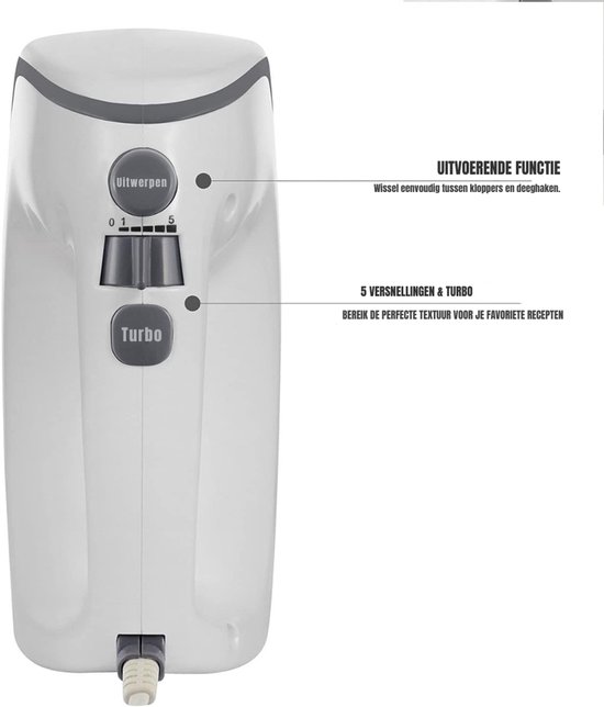 SAVI® Mixer met Mengkom - Keukenmachine - Keukenrobot - Inclusief Accessoires - Antraciet - Wit/Zilver - 25cm x 25cm x 32cm van Merkloos — afbeelding 2