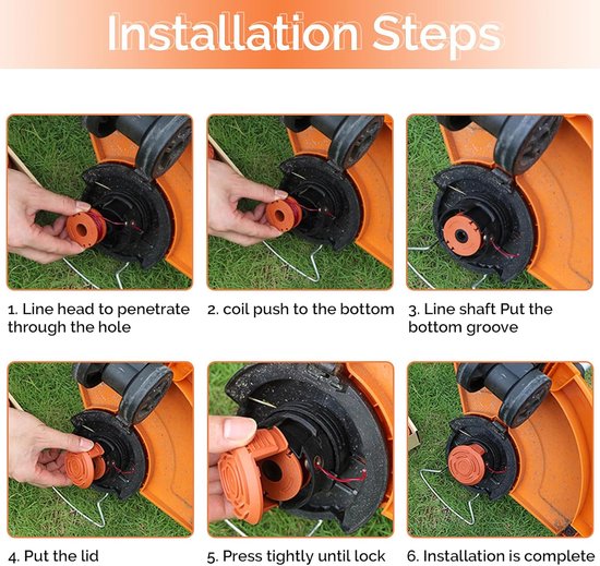 6 stuks grastrimmer draadspoelen met 1 spoelafdekking, Geschikt voor alle 20 V Worx grastrimmers van WORX — afbeelding 4