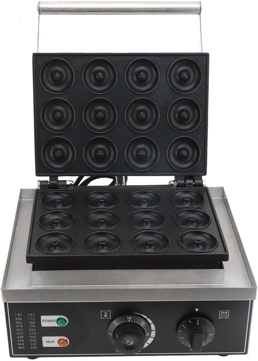 Donut Maker Bakapparaat Thuis bakken Dubbelzijdig verwarmd 12-gaats Roestvrij staal