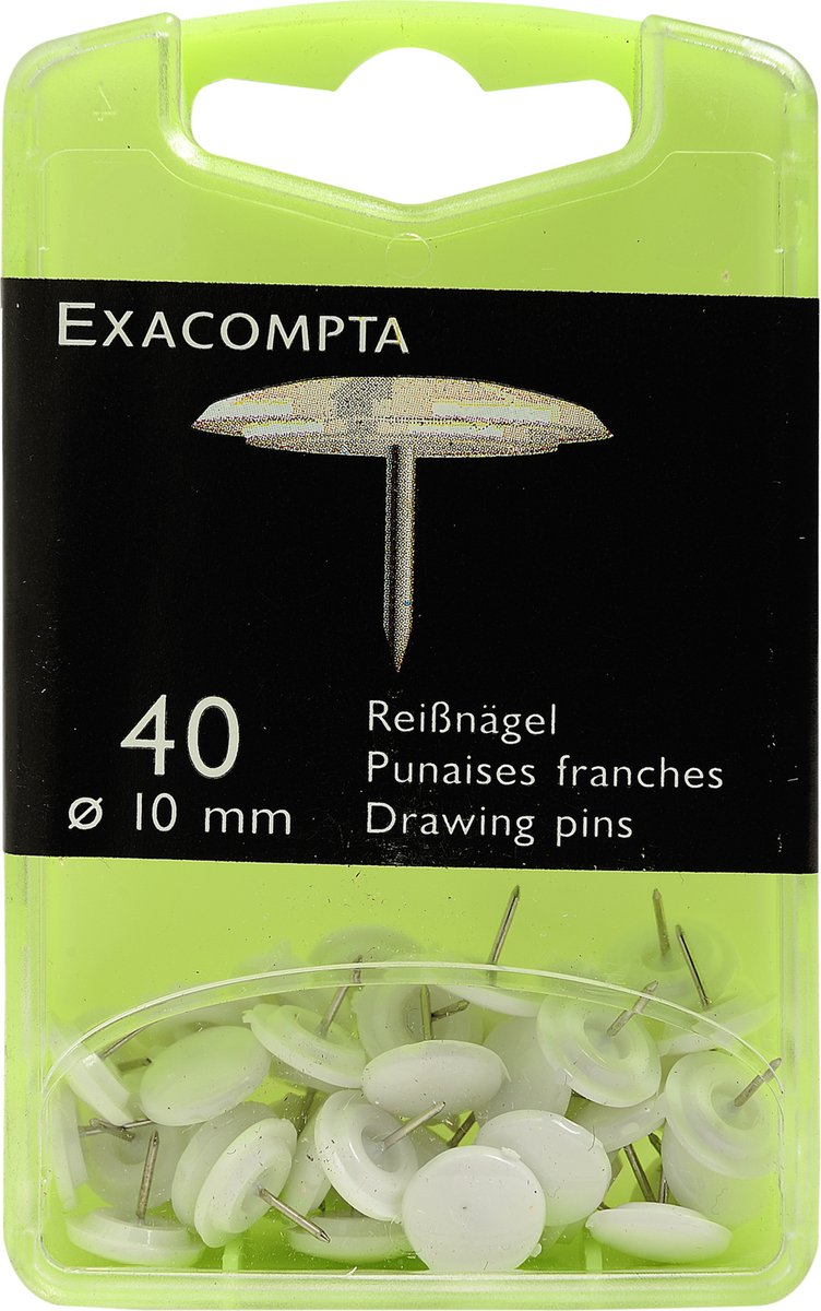 Exacompta Doos met 40 duimspijkers - punthoogte 7mm - 10mm diameter - Wit - 14020E