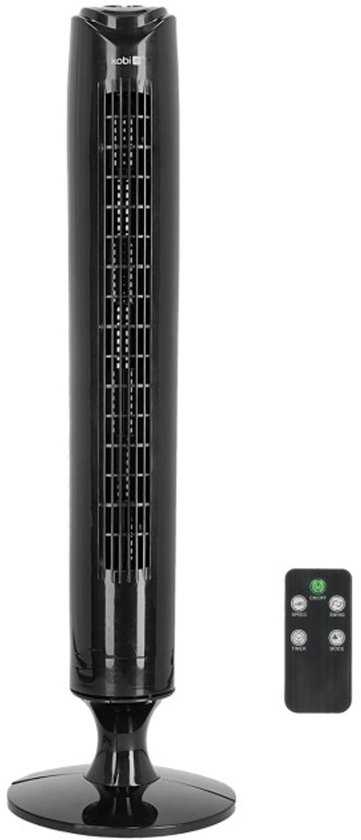 Kobi LISSE 2 ST torenventilator 45W zwart met afstandsbediening, timer, 3 snelheden, oscillatie, stil