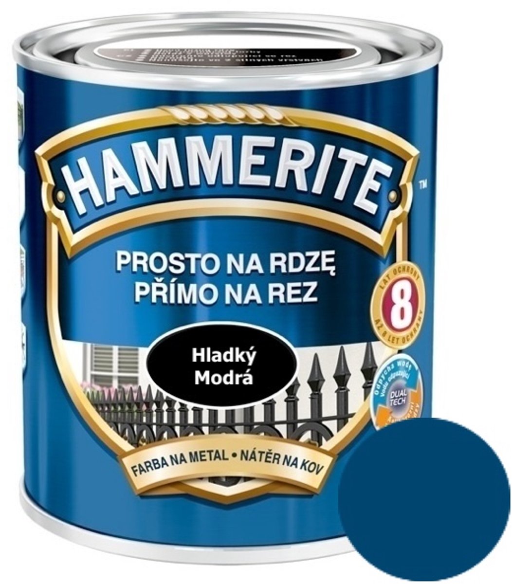 Hammerite Direct op roest Roestverf Anticorrosieverf 0,7 l, Rood/Glad