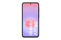 Zwarte Samsung Galaxy A37 5G met paars-roze achtergrond op het scherm.