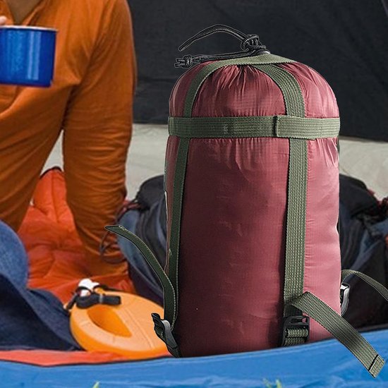 Compressiezak - Slaapzak compressiezak - Slaapzak opbergzak - Opbergzak - Opbergzakken voor backpacken - Draagbare slaapzakopbergzak - Lichtgewicht backpackzak - kampeeropbergzak - voor reizen, kamperen en outdoor backpacking - rood - 18*18*38 cm van Merkloos — afbeelding 4