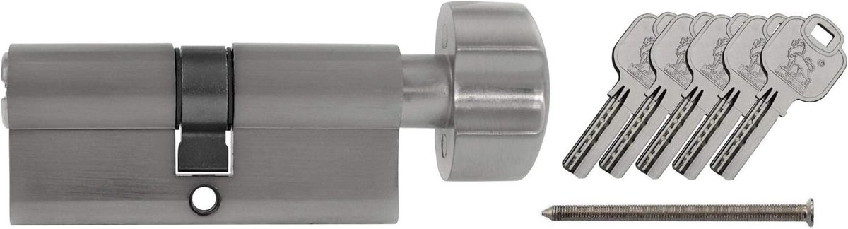 Knopcilinder 90 mm - Veiligheidsslot Deur - Deuren Beveiligen - Nood en Gevarenfunctie - 45/45 - Metallic Zilver