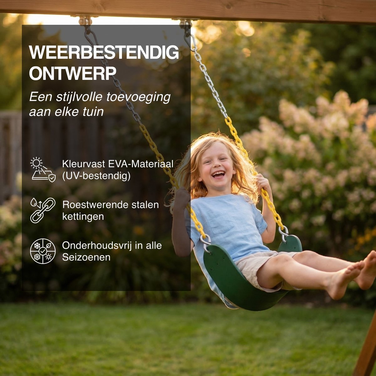 JAXY Schommel - Schommelzitje - Swing  - Kinderschommel - Groen — afbeelding 7
