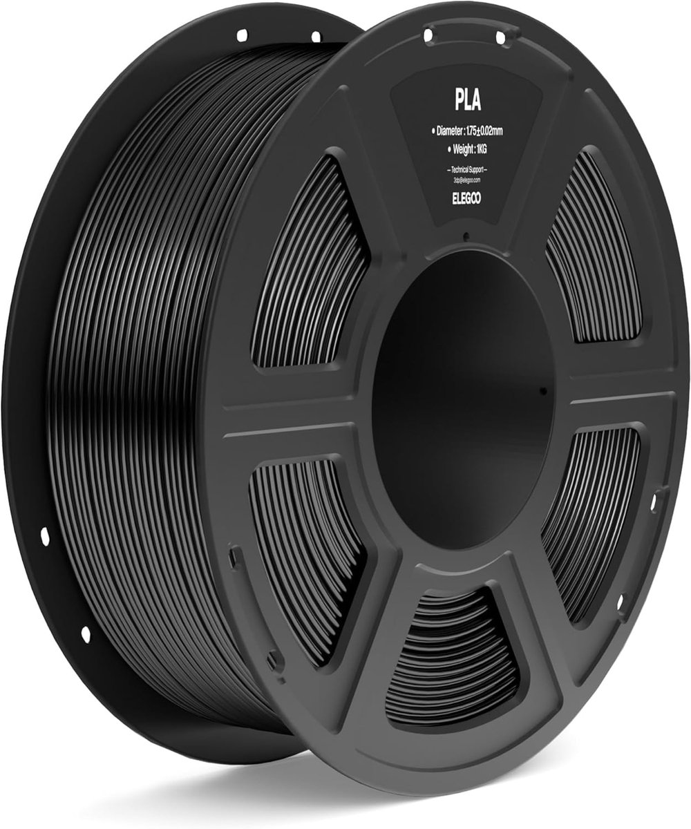 PLA Filament - 3D Print Materiaal - Modelbouw Printen - Lage Smelt Temperatuur - 1.75mm 1kg - Zwart