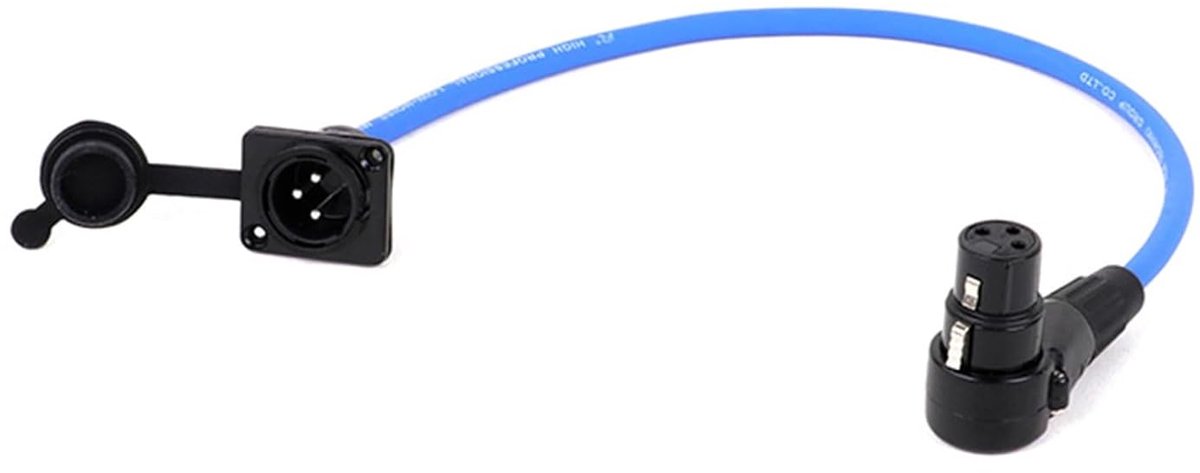 XLR Kabel - Microfoon Kabel - Paneelmontage - 90 Graden Hoek - 10 Meter - Blauw