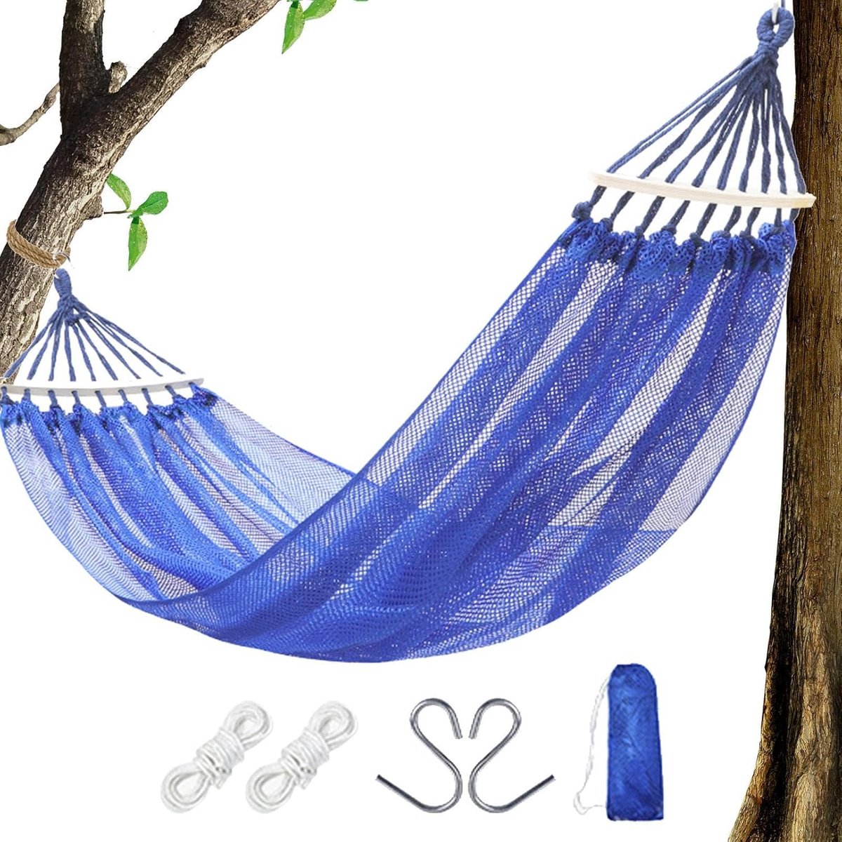 Zijde Hangmat - Hangmat Bed - Buiten Ontspannen - Anti-omval Ontwerp - 200 x 150 cm - Donkerblauw