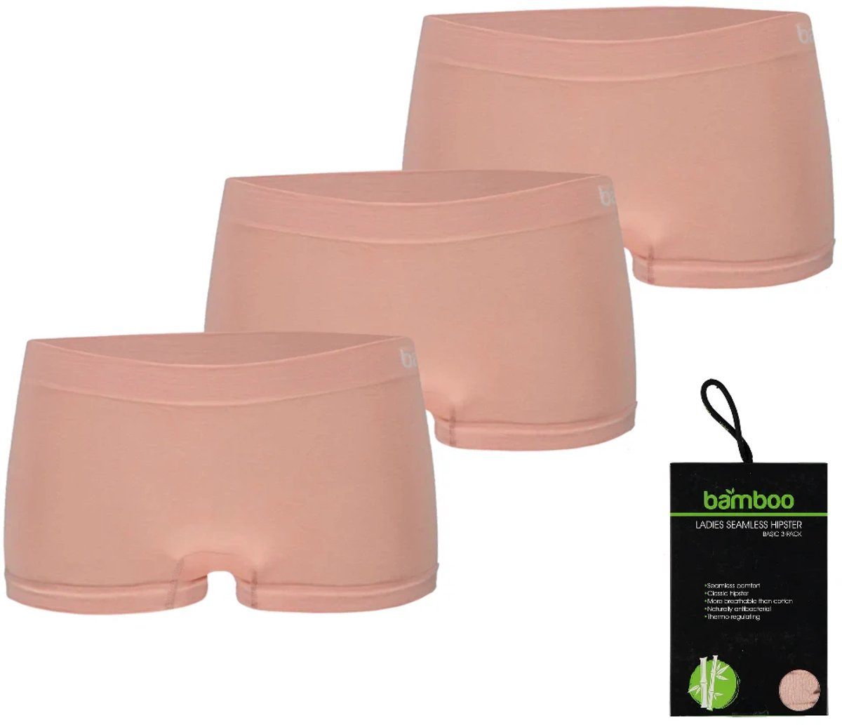 Apollo dames Basic Hipster - Bamboo naadloos - maat XL - 3-pack - nude