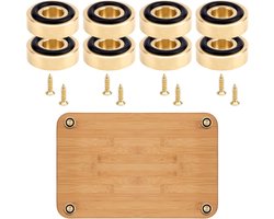 Audio-isolatievoetjes - Voetjes voor snijplanken - Goudkleurige antislip-accessoireset - Inclusief antislipmatjes, siliconenrubberen voetjes en schroeven - 8-delige set - Geschikt voor keukenmeubilair, stoelen, kasten en elektronische apparaten