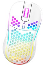 Kiraal Hero Pro Gaming Muis Wit RGB – 2400 DPI – 8 Knoppen – Wit – Lichtgewicht Hexagon Design – USB Receiver
