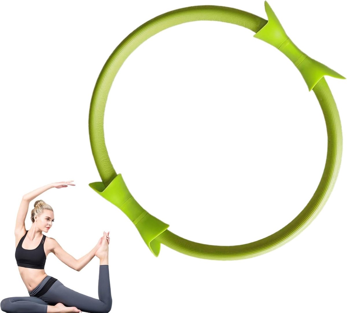 Pilates Ring - Fitness Trainer - Thuis Trainen - Dubbele Grip Ontwerp - 38cm Diameter - Groen
