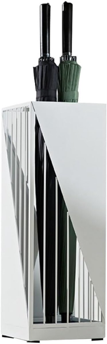 Paraplubak Rechthoekig - Parapluhouder Bak - Entree Opbergen - Ventilerend Hol Ontwerp - 20x20x60cm - Wit