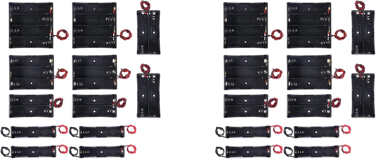 Batterij Houders - Opslagdozen - Elektronica Projecten - Meerdere Configuratie Opties - 18x11x9 cm - Zwart
